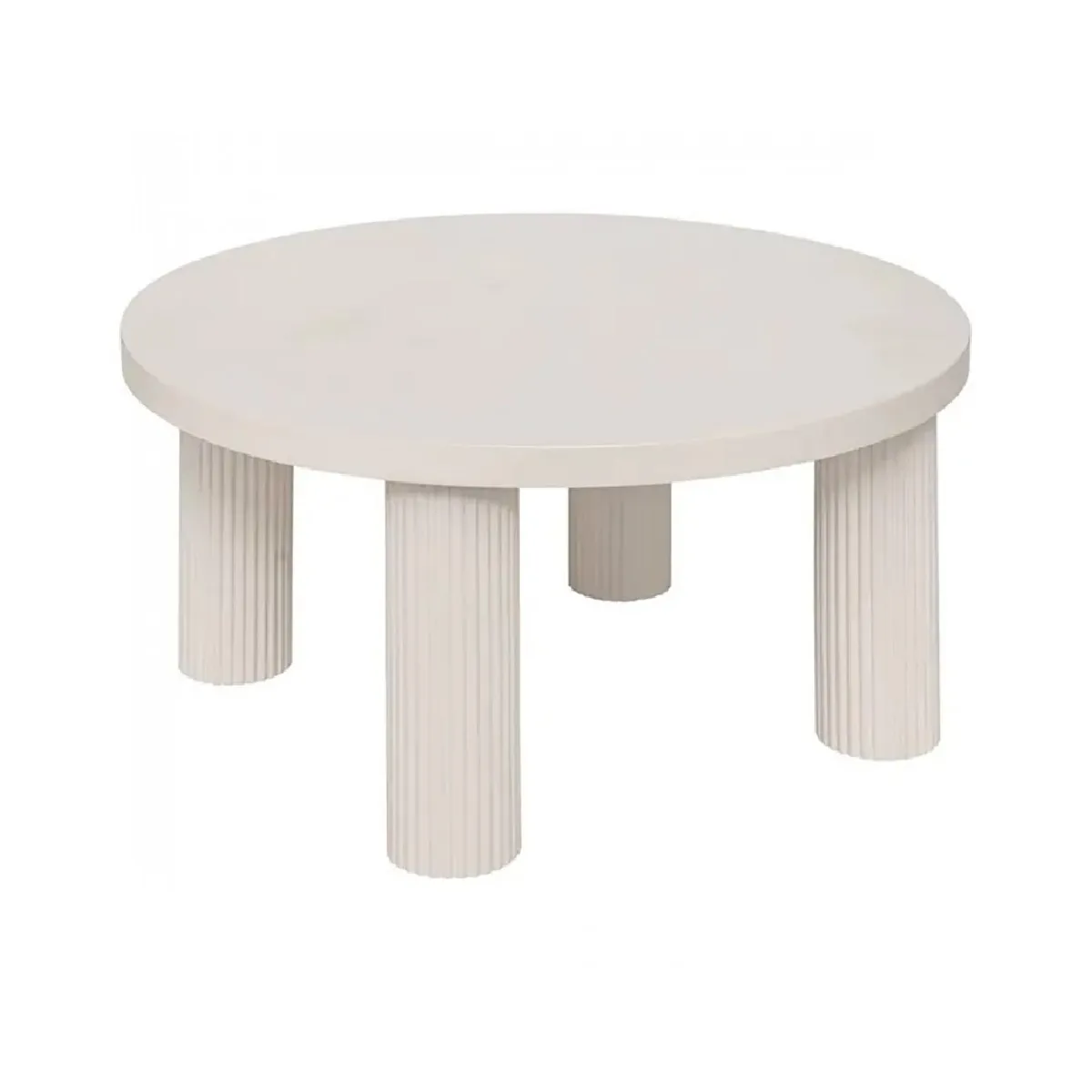 Comparer les prix de Table basse ronde avec 3 pieds effet cannelé, coloris Ivoire - Diamètre 70 x Hauteur 35 cm