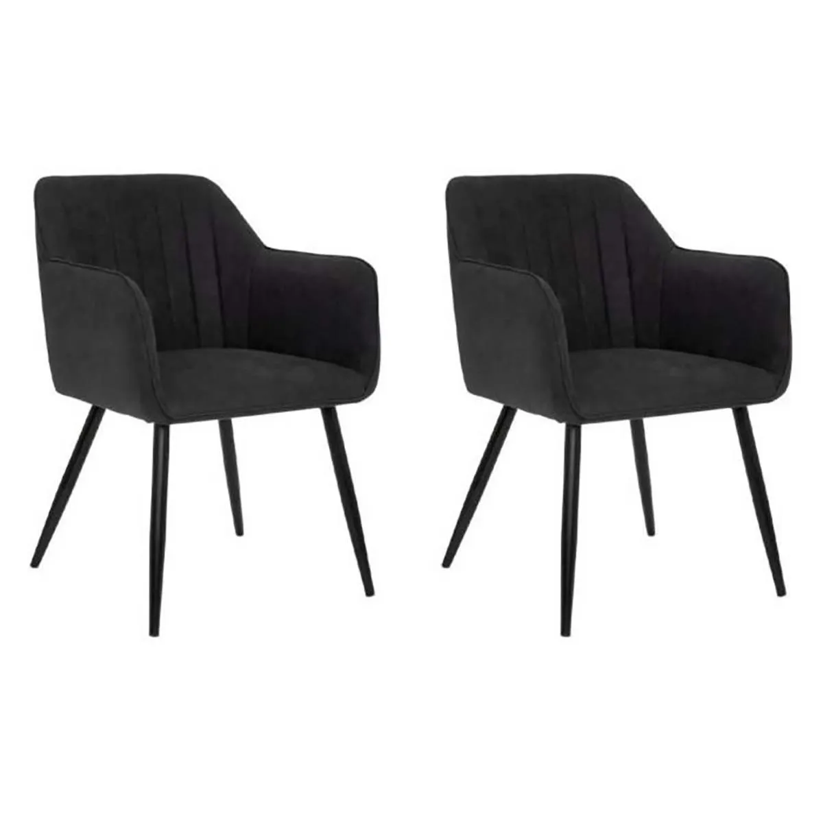 Lot de 2 chaises matelassées style fauteuil de salle à manger en velours avec des pieds en métal Longueur 61 5 x Profondeur 57 x Hauteur 83 cm