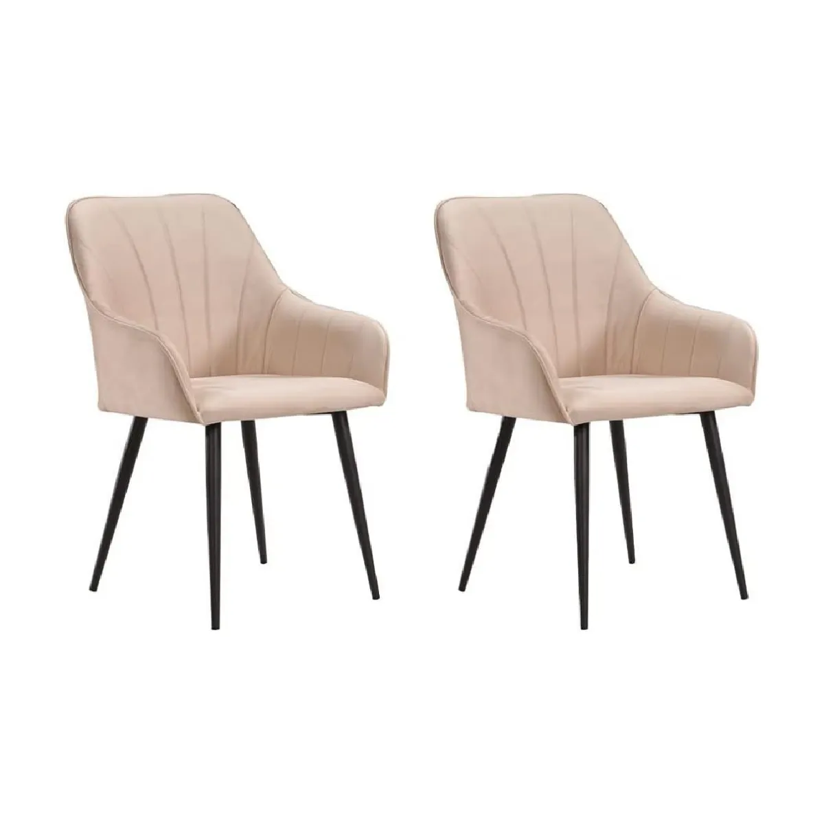 Lot de 2 chaises matelassées style fauteuil de salle à manger en velours avec des pieds en métal Longueur 61 5 x Profondeur 57 x Hauteur 83 cm - vue 2