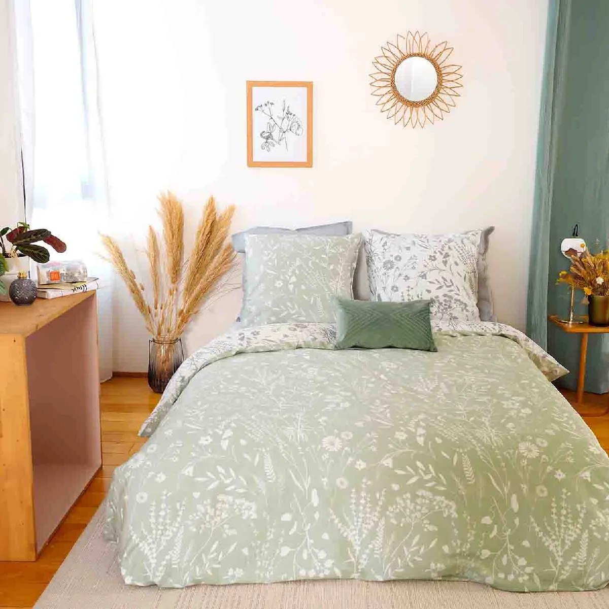 HOME COLLECTION Parure housse de couette 100%satin de coton 78fils susie