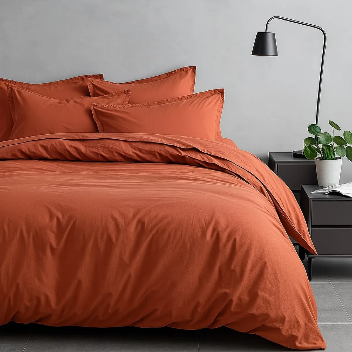 HOME COLLECTION Parure housse de couette 100%satin de coton 70 fils