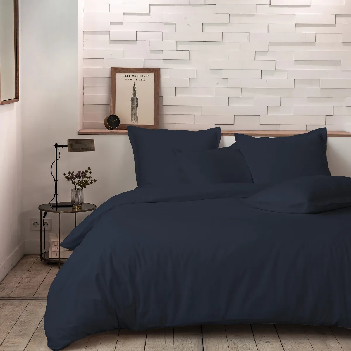 HOME COLLECTION Parure housse de couette 100%percale de coton 80 fils/cm2, Mura