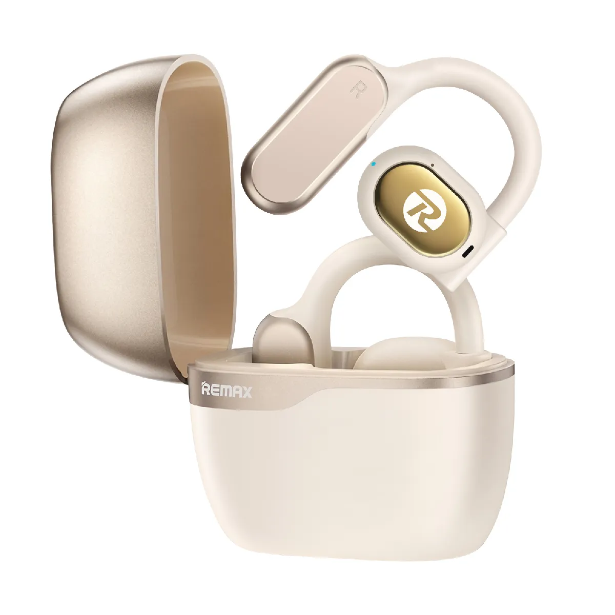 REMAX Ecouteurs Sans Fil Conduction A&eacute;rienne Open-Ear Bluetooth Etanches IPX4 Beige