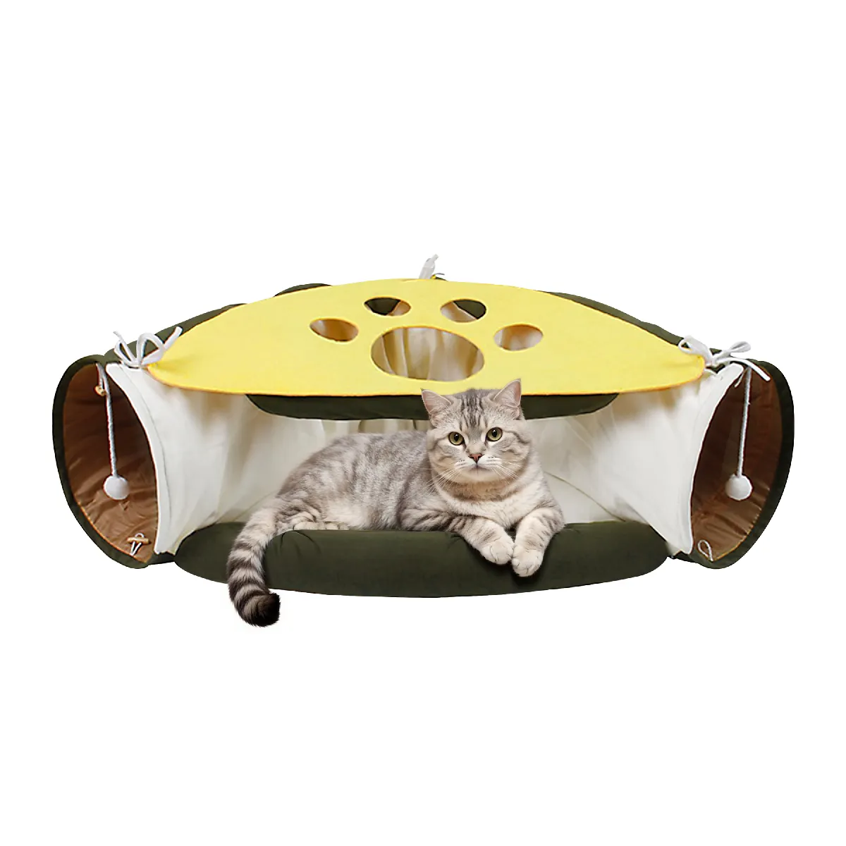 Tunnel triangulaire pour chat VERCART BBH, polyester, pliable, 99 x 60 x 36 cm.