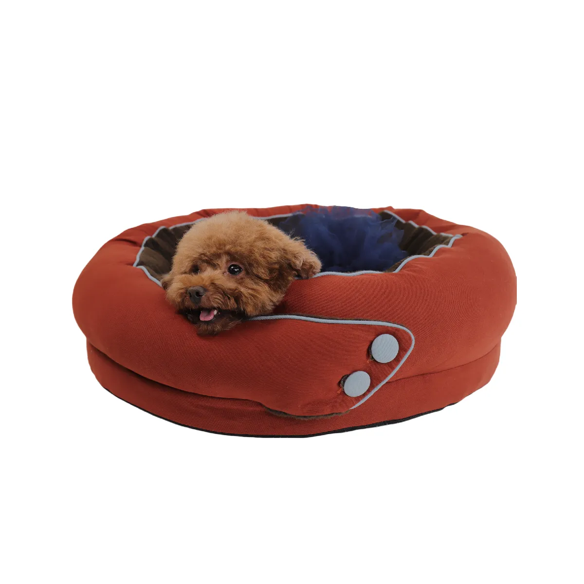 Lit pour chien rond VERCART KK 110 x 110 x 35 cm, noir/orange.