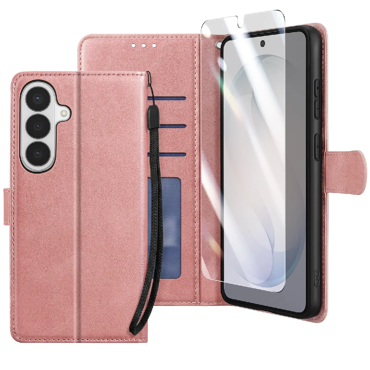 Enkay Rose Étui Portefeuille Pour Galaxy S26 Avec Verre Trempé Et Dragonne