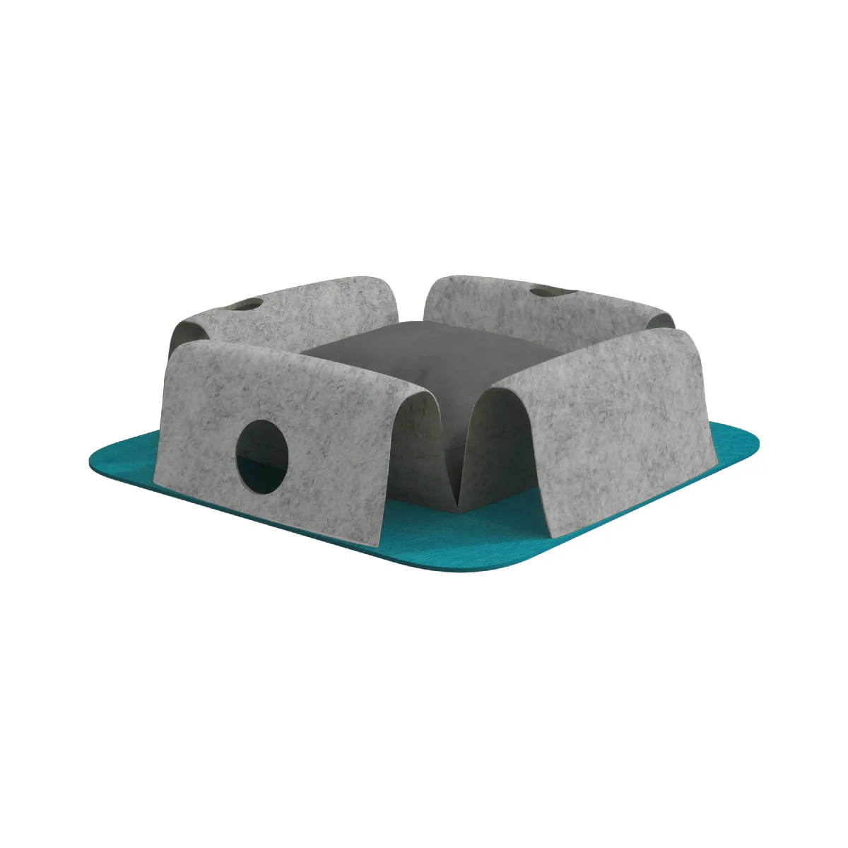 Tunnel-lit 2 en 1 VERCART KB pour chat, polyester, 35 x 35 x 14 cm, bleu et blanc.