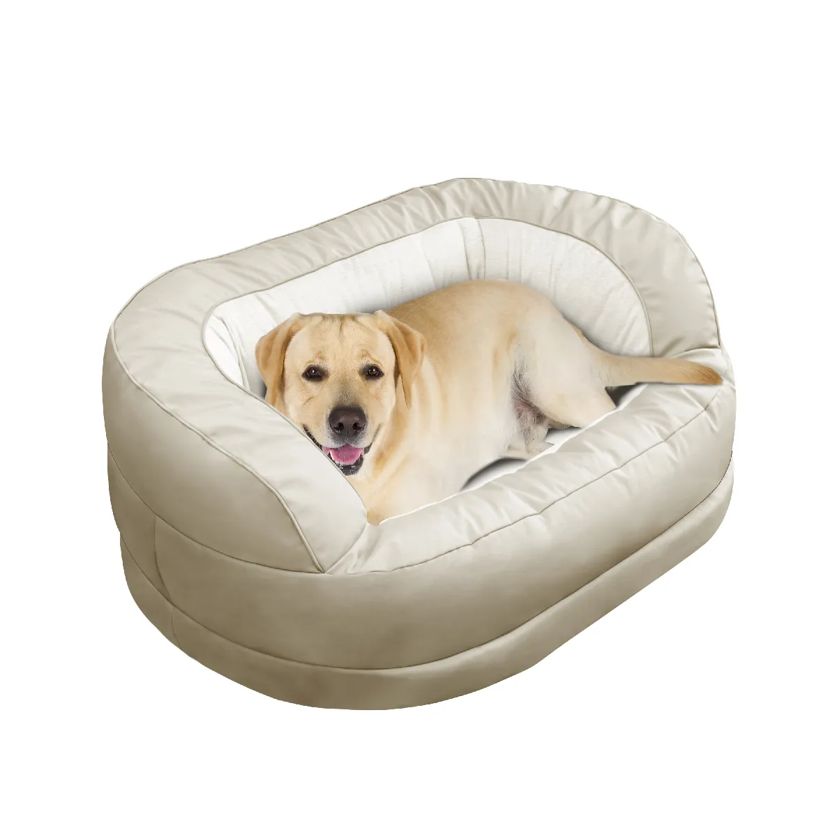 Lit pour chien VERCART grand format beige - mousse haute densité, housse amovible