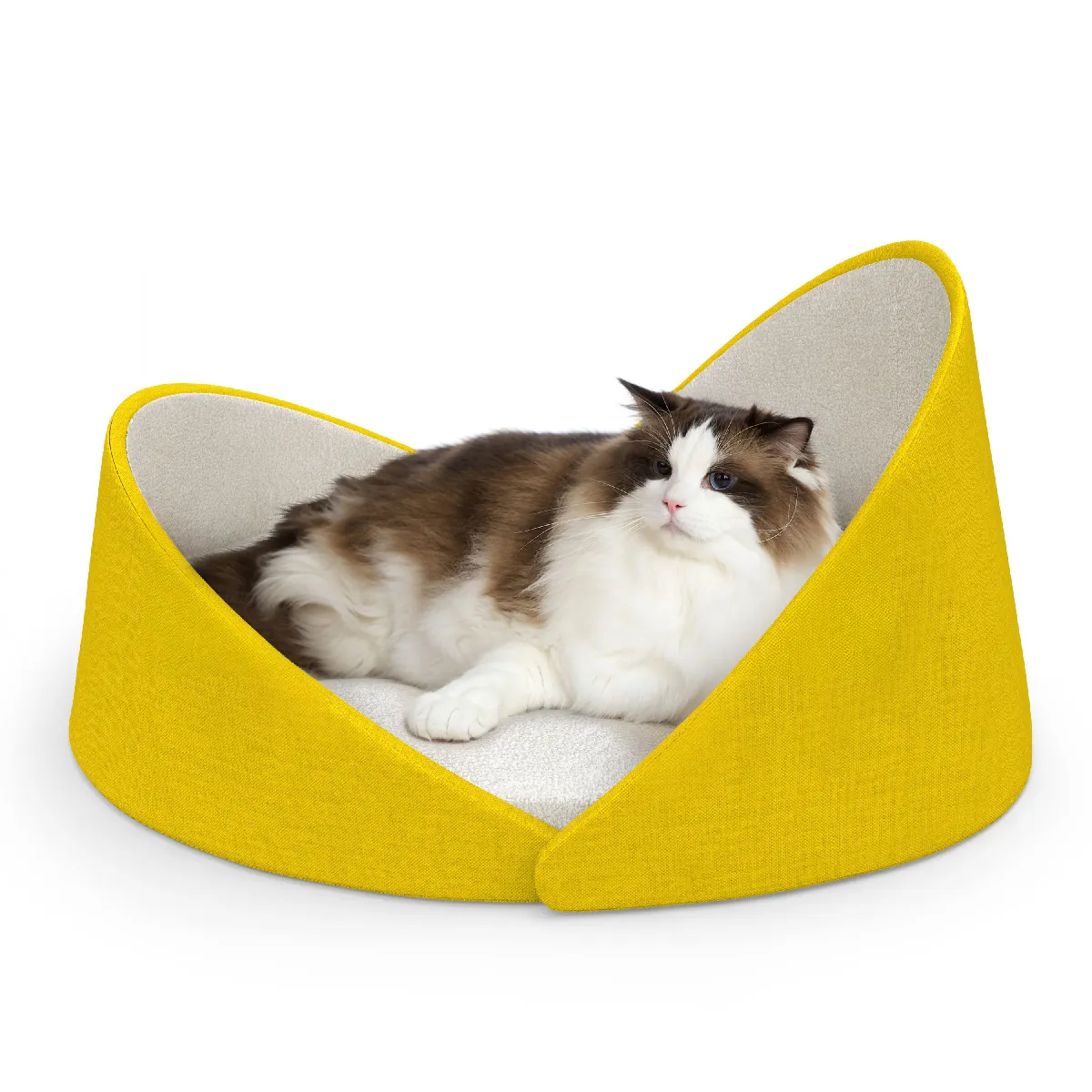 Lit d'intérieur pour chat VERCART YT en forme de coquille, 76 x 34 cm, jaune
