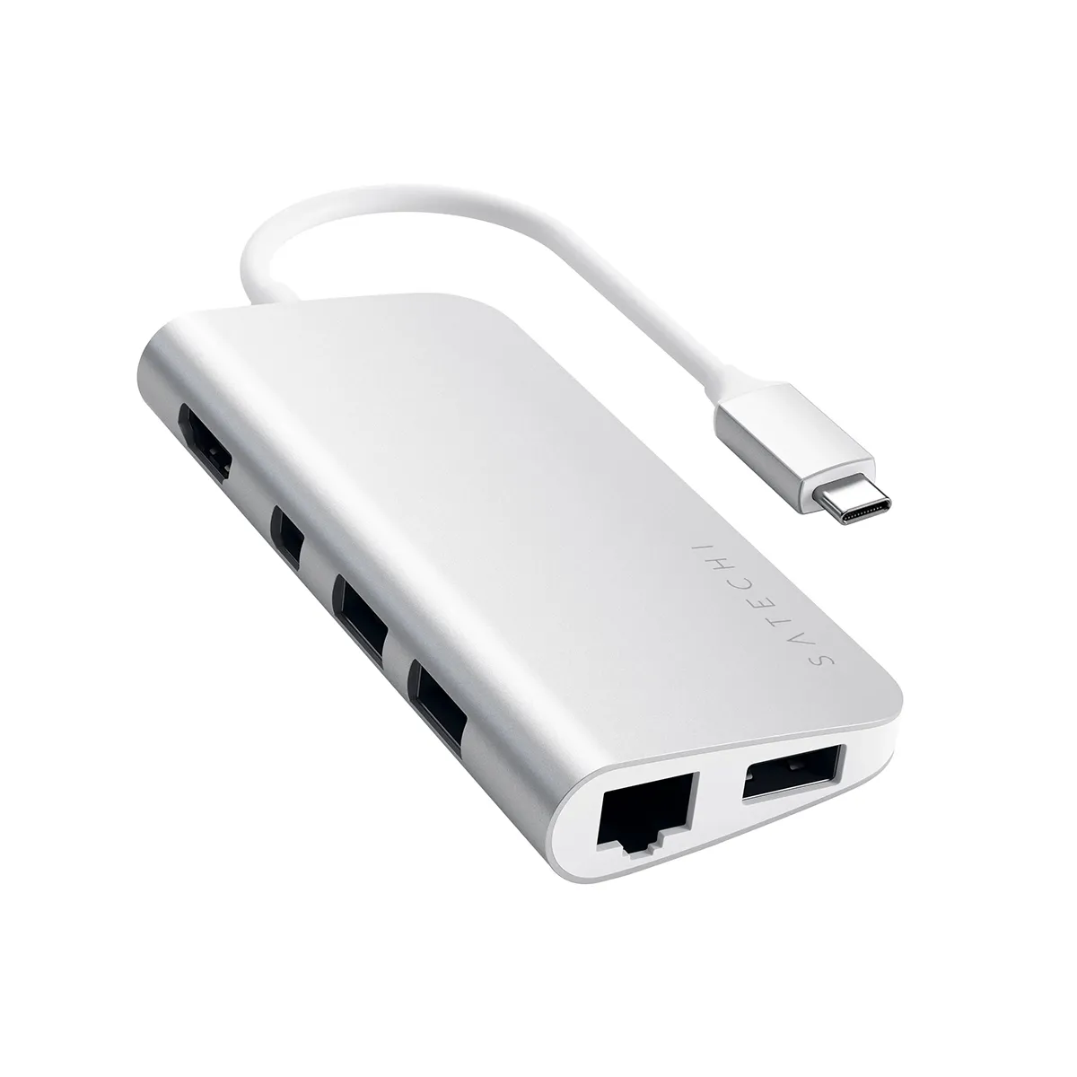 Satechi Argent Hub Usb-C Multiport Usb 3.0 Power Delivery 49W Hdmi 4K Et Lecteur Sd