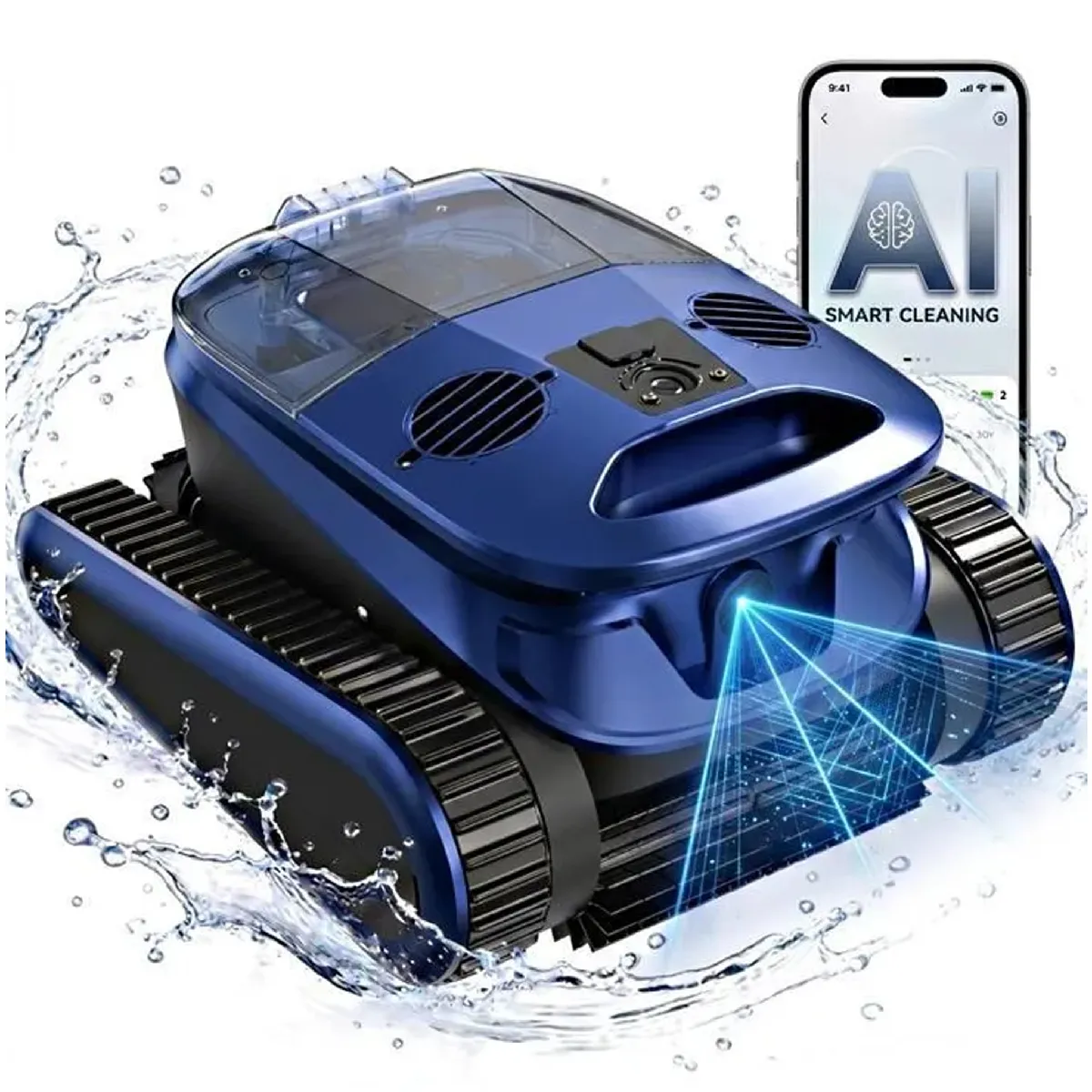 SEAUTO Robot Piscine sans Fil,240Min&300m&sup2; d'Autonomie,Nettoie Sol/Parois/,Filtration Ultra-Fine