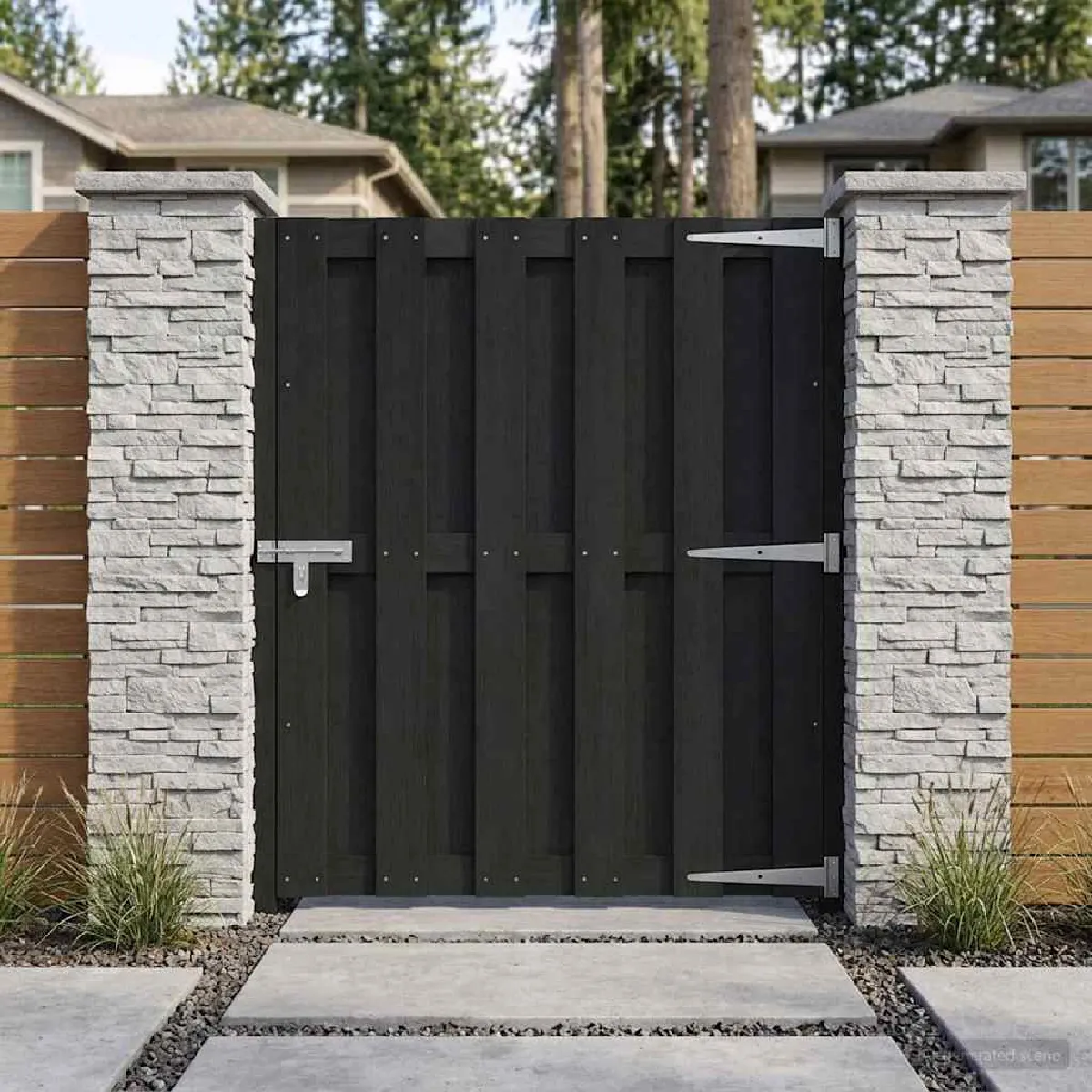 Vidaxl Porte de Jardin 100 x 112 cm WPC et Aluminium Noir 42039044