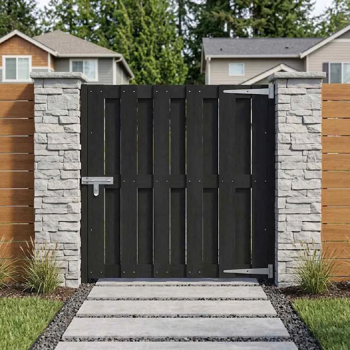 Vidaxl Porte de Jardin 100 x 100 cm WPC et Aluminium Noir 42039043