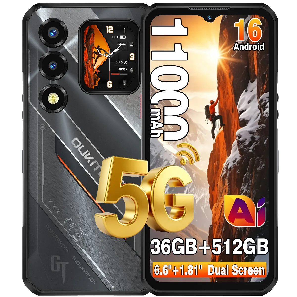 OUKITEL  WP66 5G Smartphone Robuste 36Go+512Go 6.58""+1.81