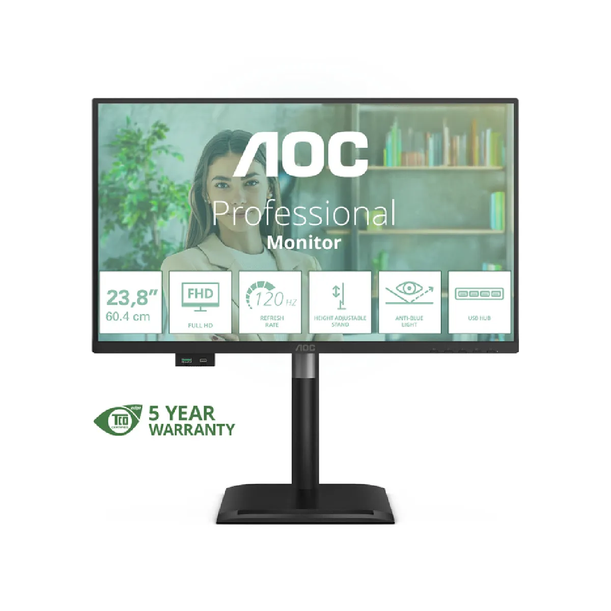 Écran PC AOC 24P4U 24" Full HD 120Hz IPS Hub USB Hauteur Ajustable - Image 3