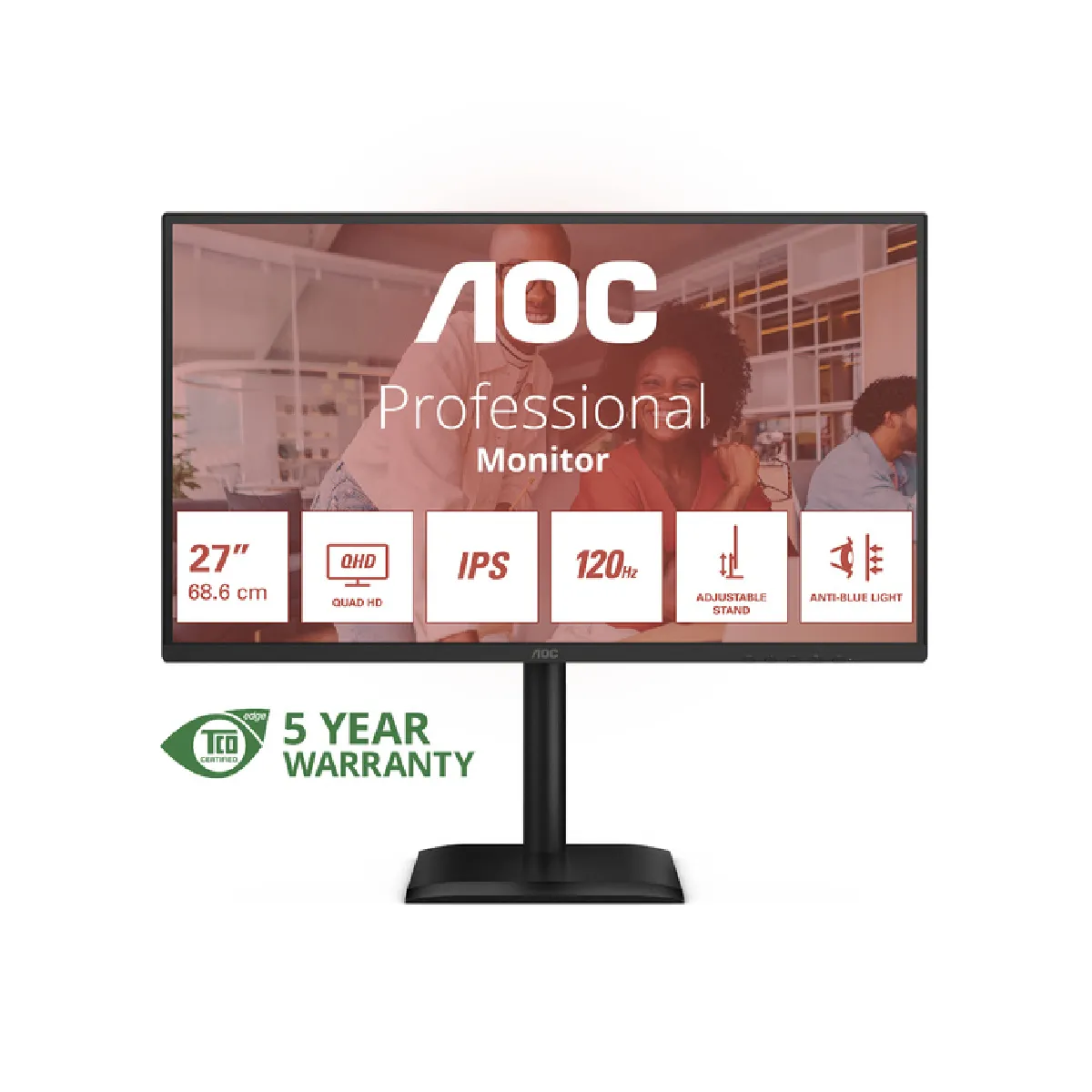 Aoc Noir E4 Q27e4u Écran Plat De Pc 68,6 Cm (27 ) 2560 X 1440 Pixels Quad Hd Led - Neuf - Image 3