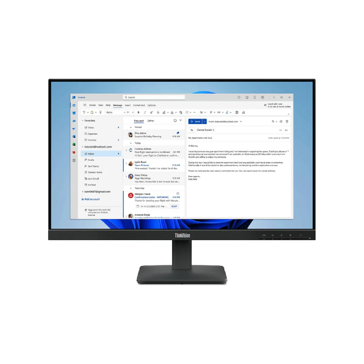 Lenovo ThinkVision S24 4e Écran LED 24 23.8 visualisable 1920 x 1080 Full HD @ 100 Hz IPS 250 cdm² 1300:1 4 ms HDMI VGA corbeau - vue 6