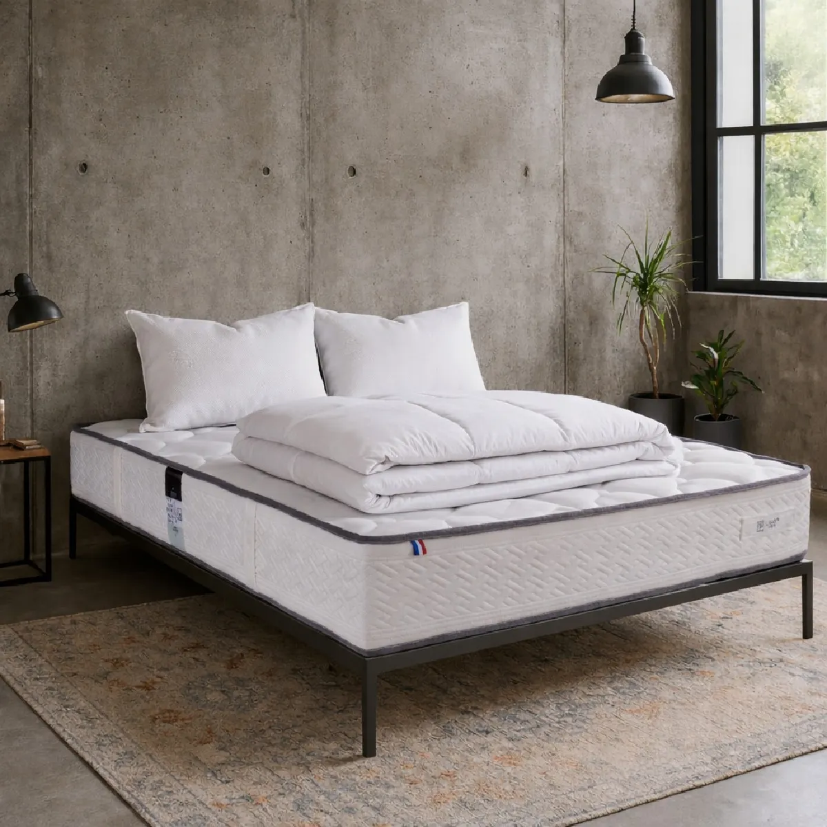 Luxury Literie Matelas Iris 140X200 Cm + 2 Oreillers + Couette