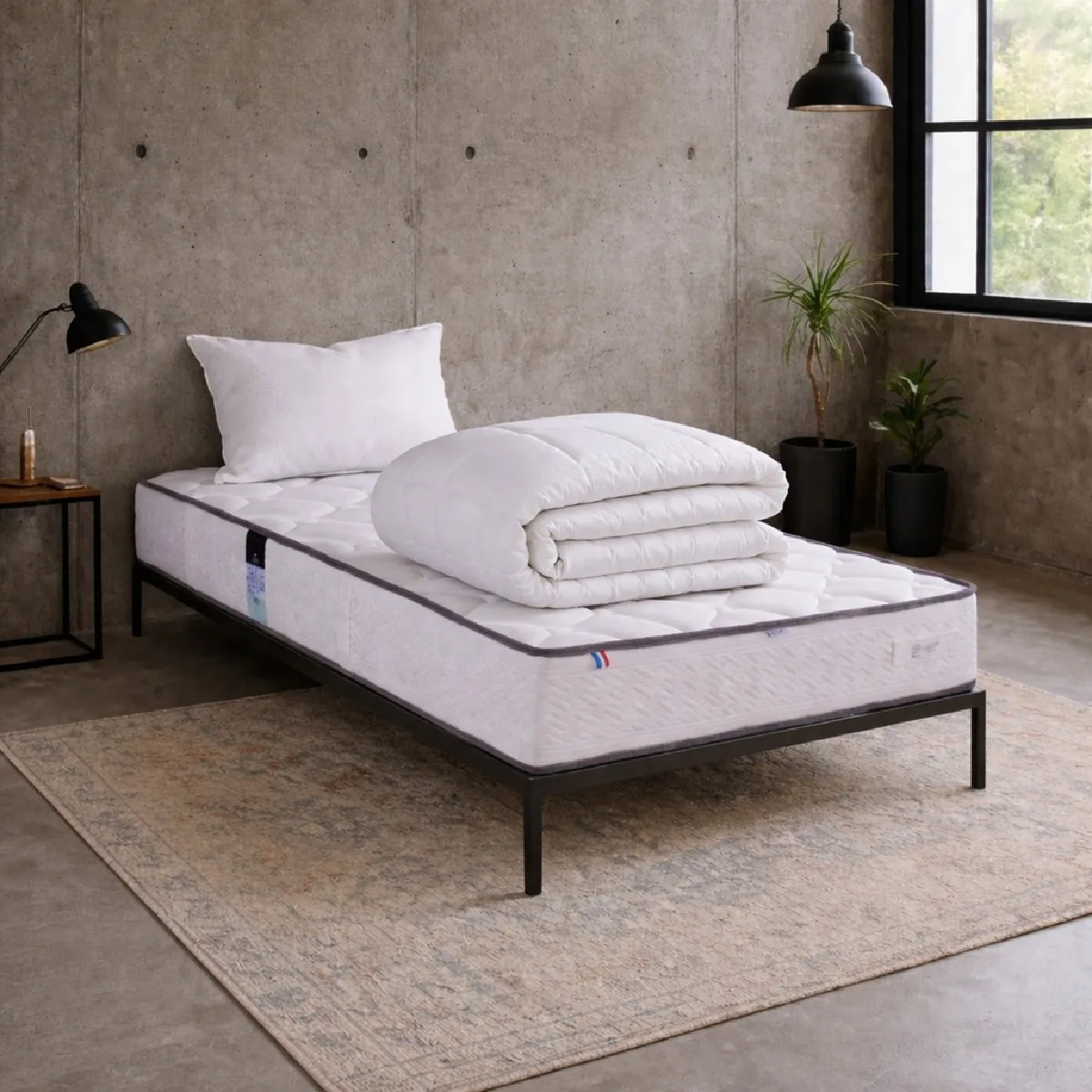 Luxury Literie Matelas Iris 90X190 Cm + 1 Oreiller + Couette
