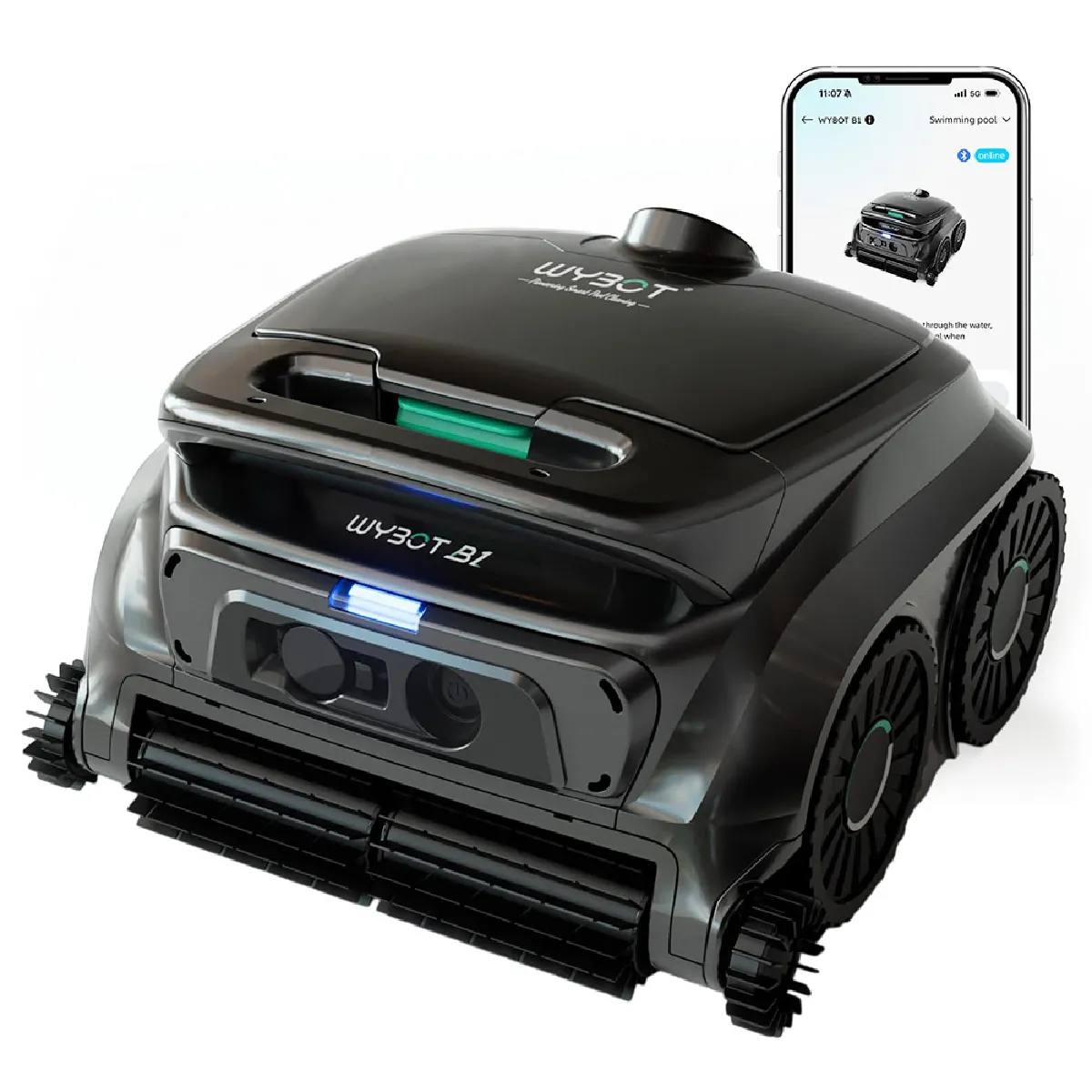 Robot nettoyeur de piscine sans fil WYBOT B1 - Noir