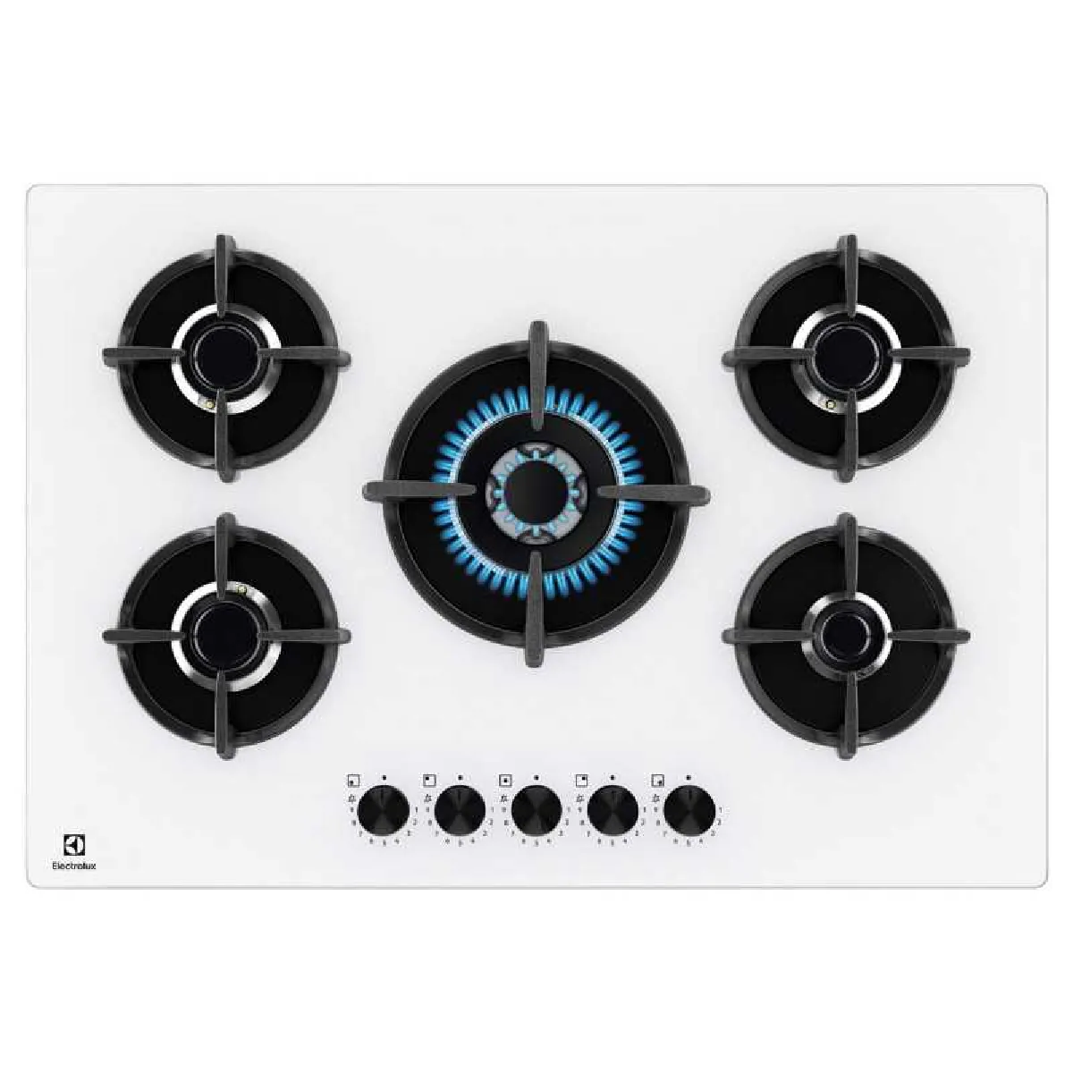 Electrolux EGG75372W - Table de cuisson gaz 74 cm - 5 foyers - Verre blanc