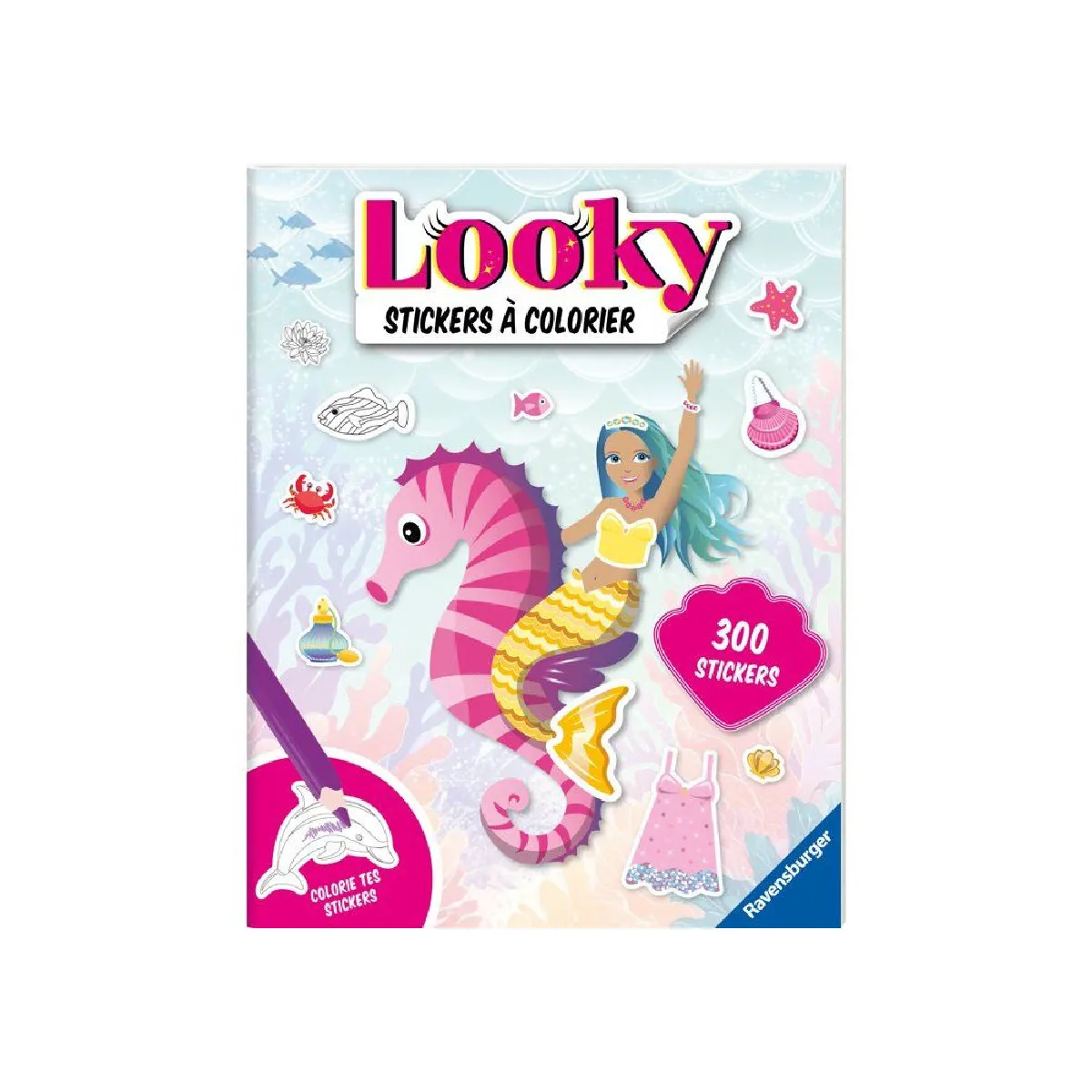 Ravensburger – Looky Livre de stickers – Livre stickers à colorier – 24 pages – Dessin de mode – Sirènes – Dès – 13099072 - vue 2