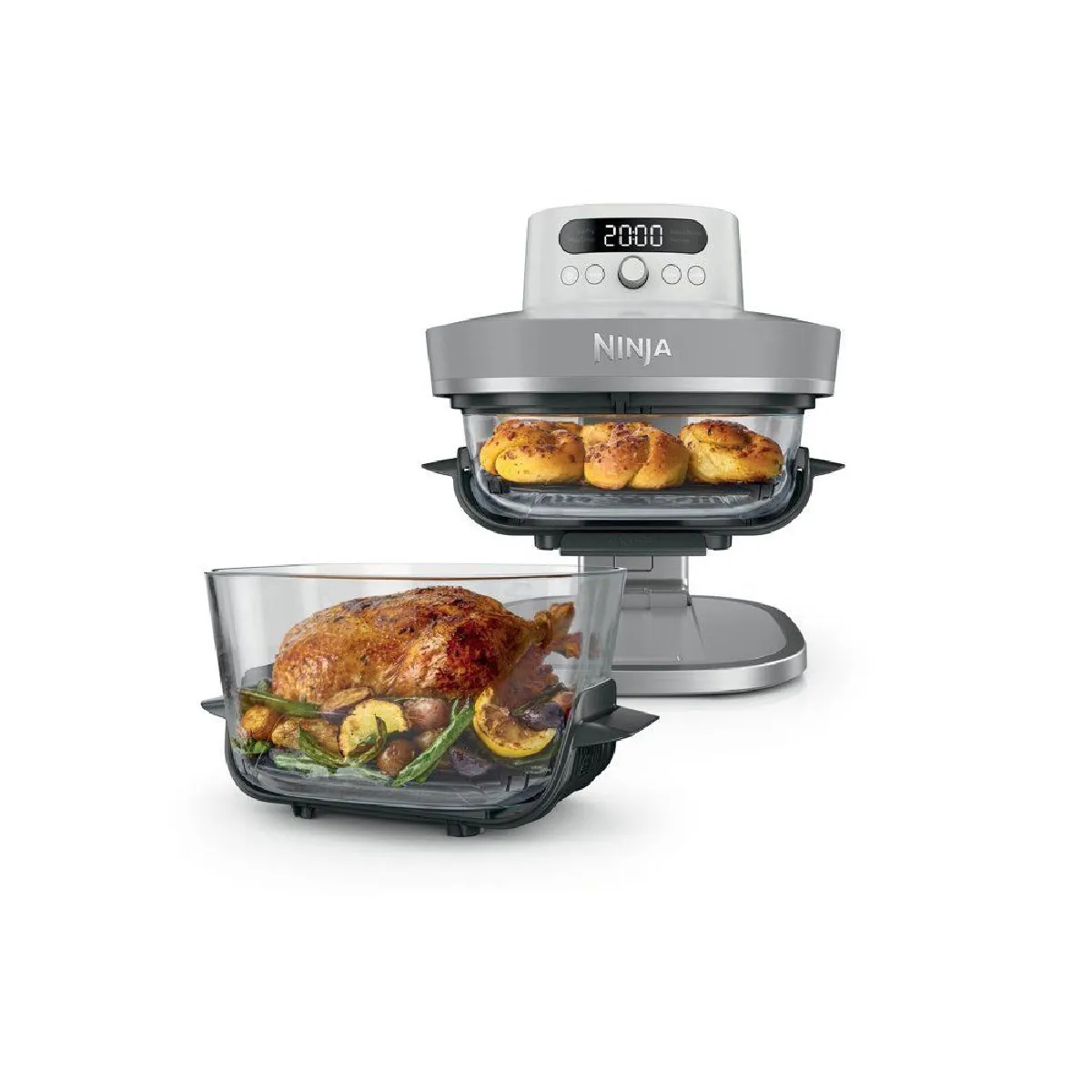 NINJA  CRISPi Pro AS090CHWH - Friteuse &agrave; air vitr&eacute;e 5,7 L + 2,3 L - Blanc