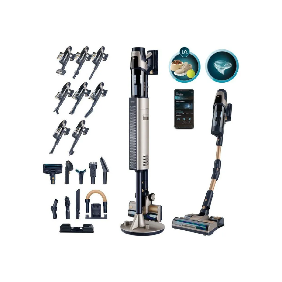 CECOTEC  RZ90 AI AquaPet Flex Connected - Aspirateur balai sans fil - Or