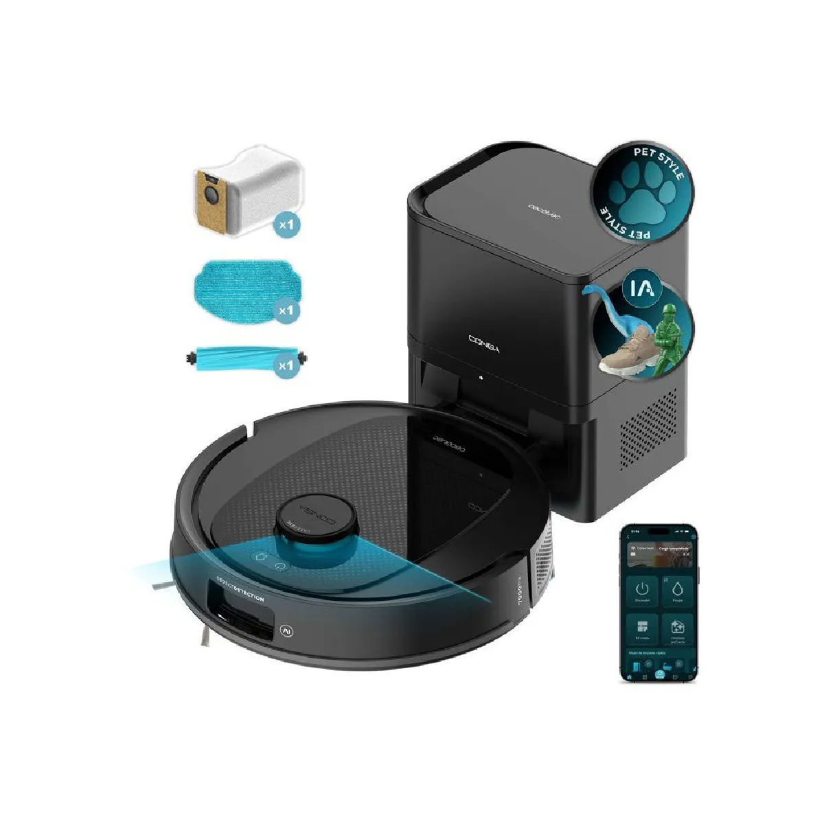 Cecotec Noir Conga Y80 Robot Aspirateur Et Laveur Laser Ai 13 000 Pa Station Auto-Vidante 2,5 L - Neuf - Image 4