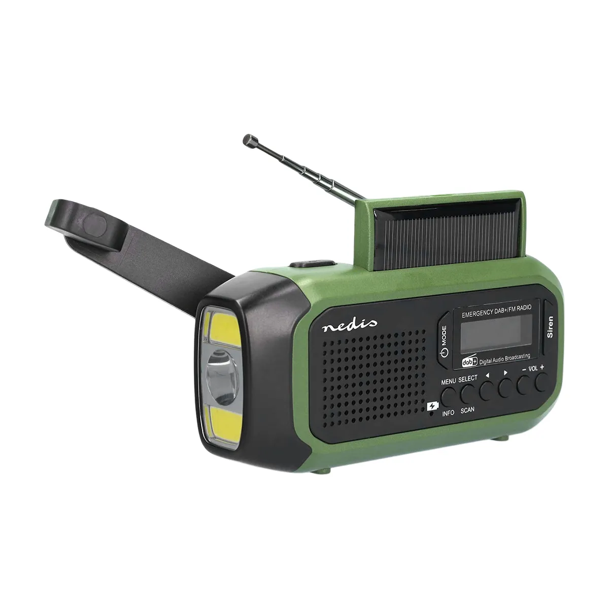 Nedis Noir/Vert Radio Portable D'urgence Dab+