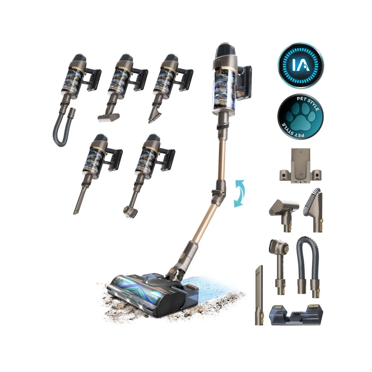 CECOTEC Aspirador Vertical  Conga Rockstar RX90 AI AquaPet Flex 850W Bege