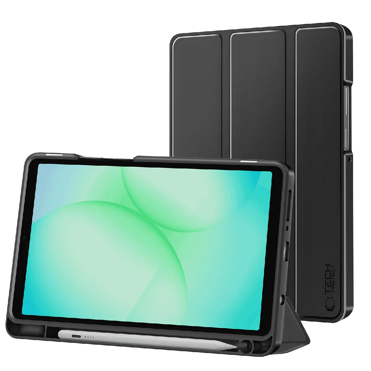 Techprotect Noir Tech-Protect Étui Clapet Pour Galaxy Tab A11 Auto-Veille Avec Support Et Porte Stylet