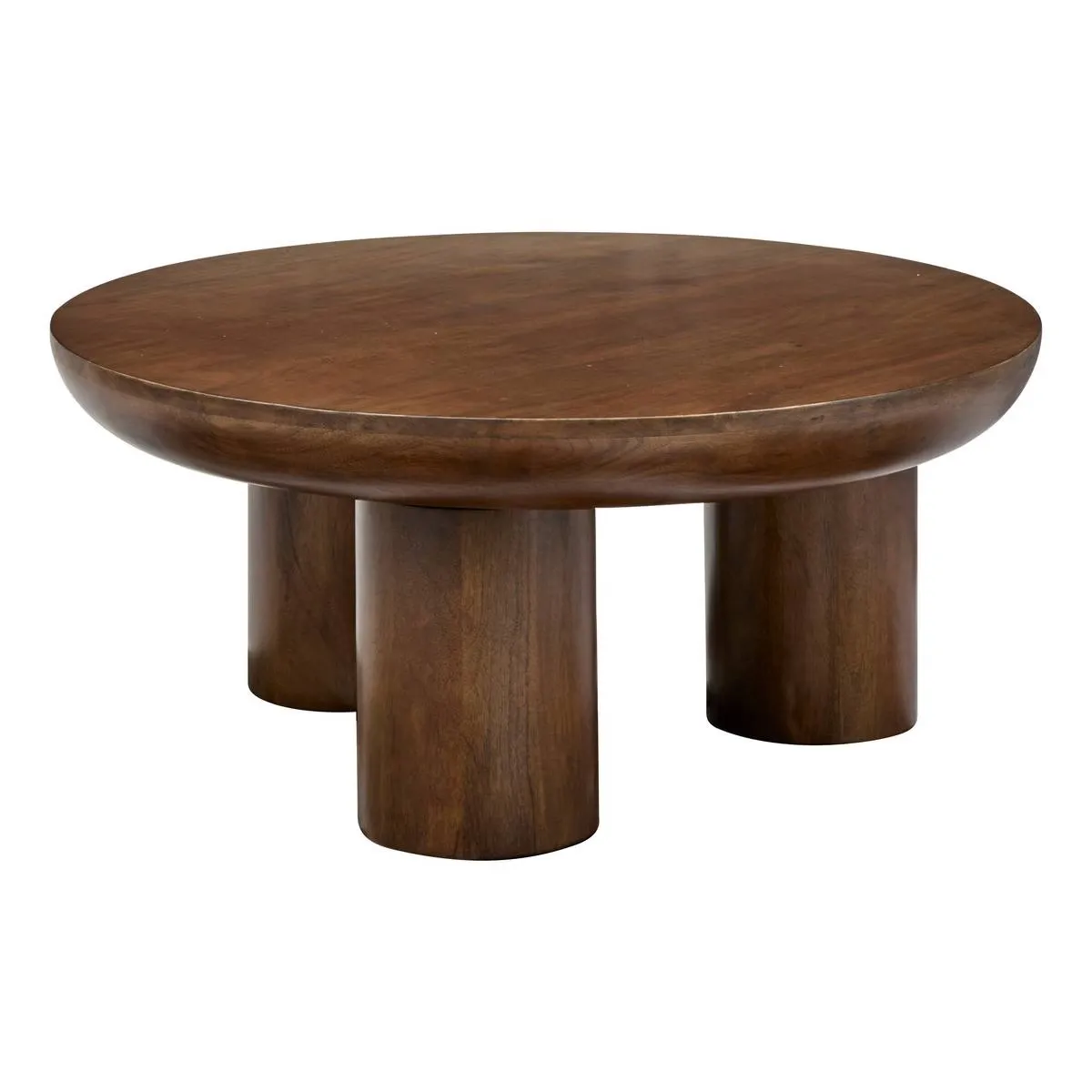 Table basse ronde en bois de manguier coloris marron