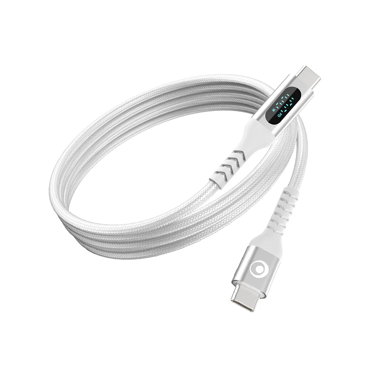 Bigben Blanc Câble Usb-C Vers Usb-C Pd 100W 2M Avec Écran Digital Charge Rapide