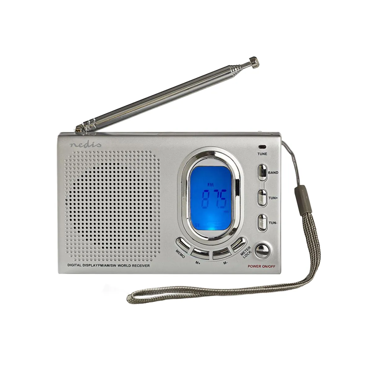 Nedis Gris Radio Universelle Portable Am / Fm / Sw Avec Réveil Et Sortie Casque