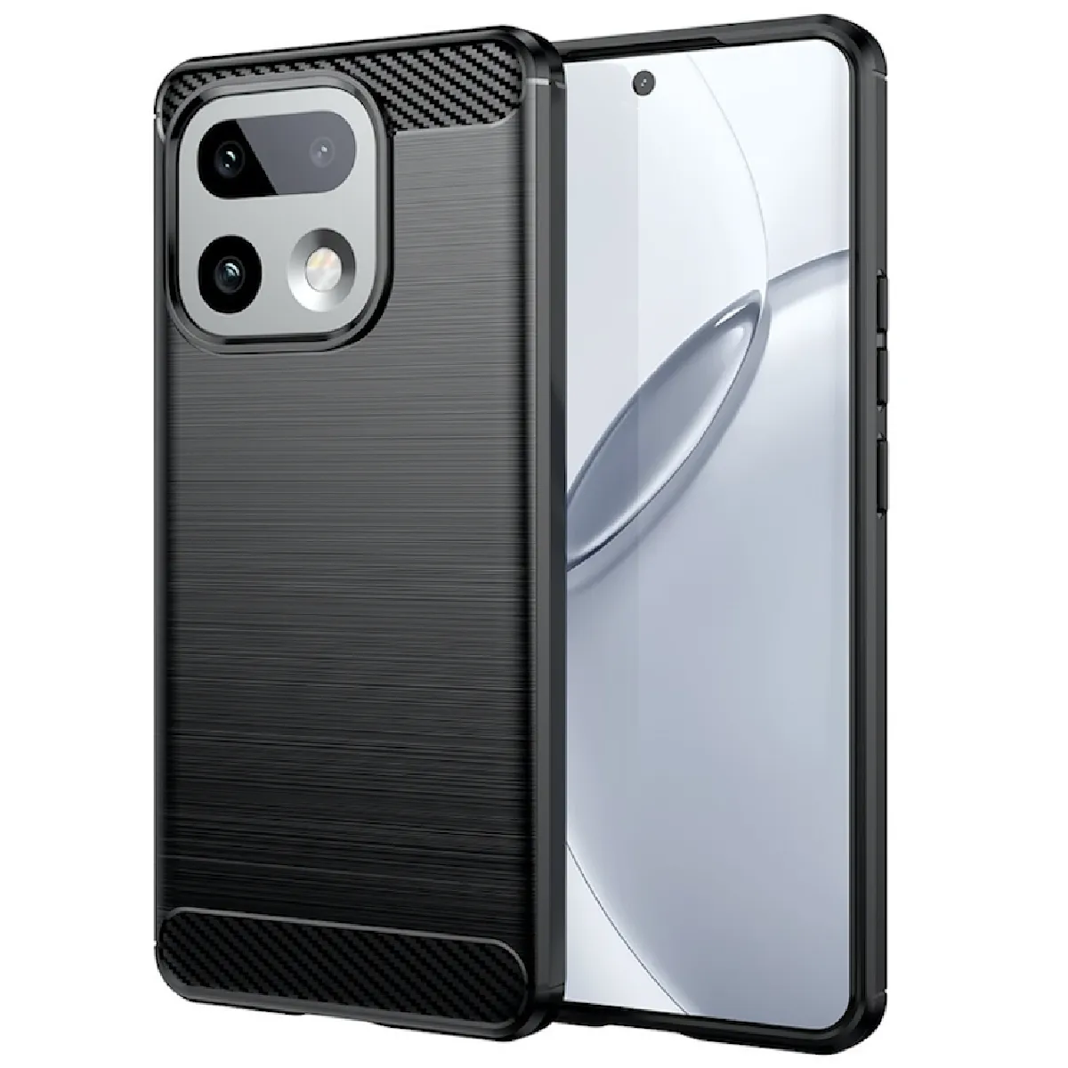 Htdmobiles - Coque Realme 16 Pro+ 5G - Silicone - Carbone - Noir - Image 2