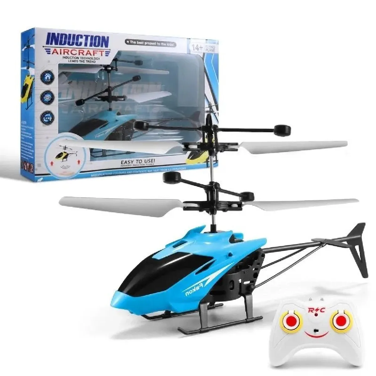Vurahome Bleu 9196 Hélicoptère Radiocommandé Enfant Vol Inductif Sans Caméra