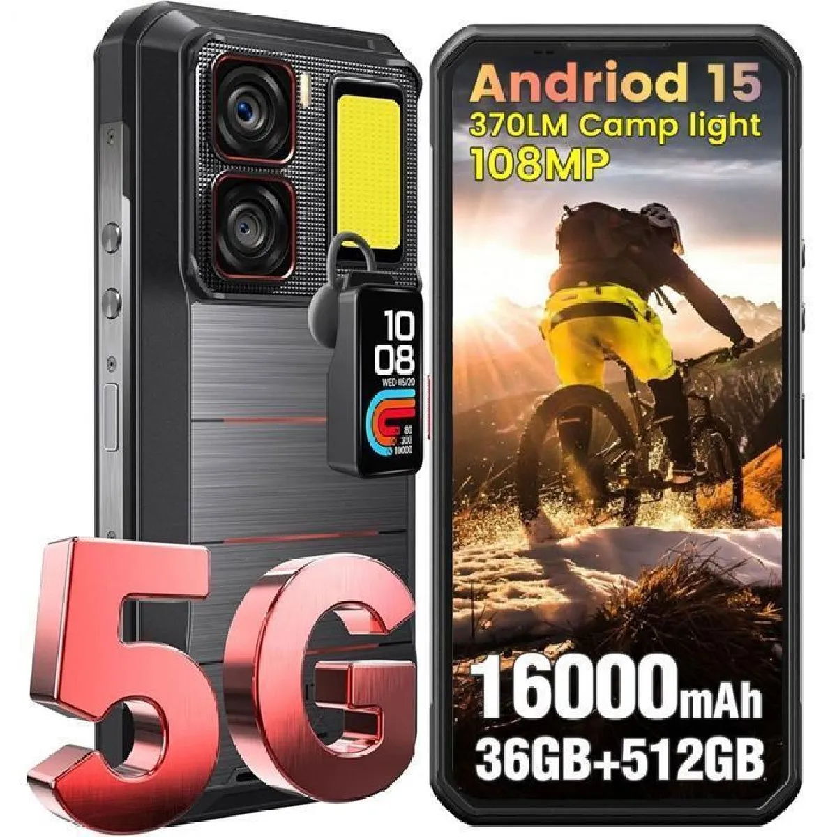 OUKITEL  WP300 Smartphone Robuste 5G 6.8"" Telephone 36Go+512Go 108MP