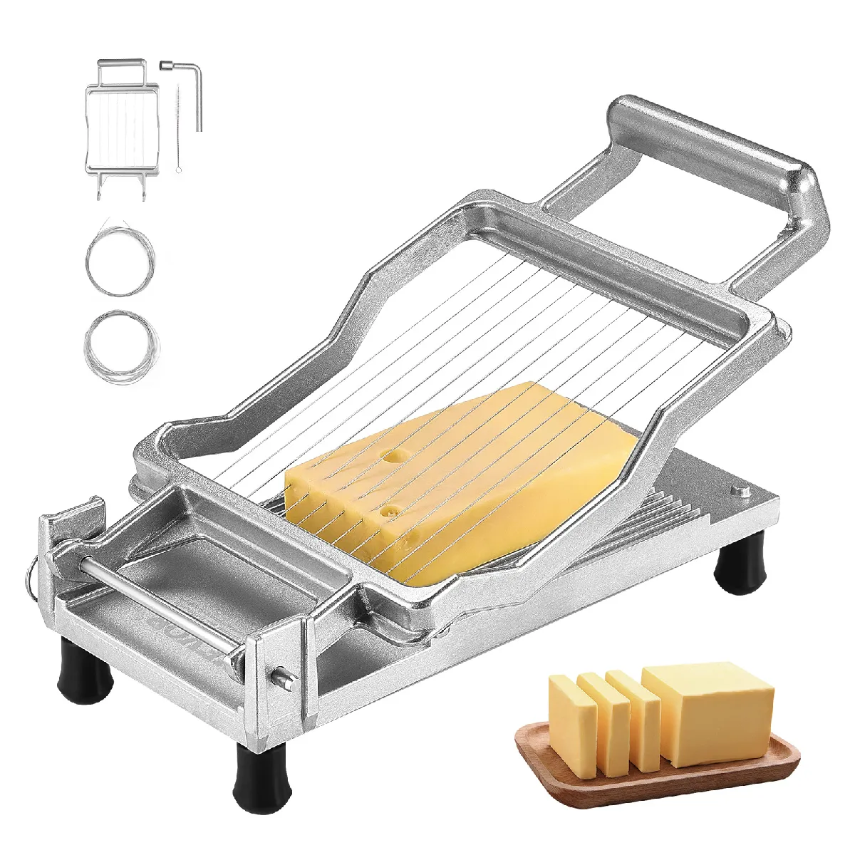 Vevor Coupe-Fromage À Fil, Coupe-Beurre Avec Lame De Coupe 1 Cm Et 2 Cm, Trancheuse À Fromage Commerciale En Alliage D'aluminium, Fil Amovible En Acie - Image 3