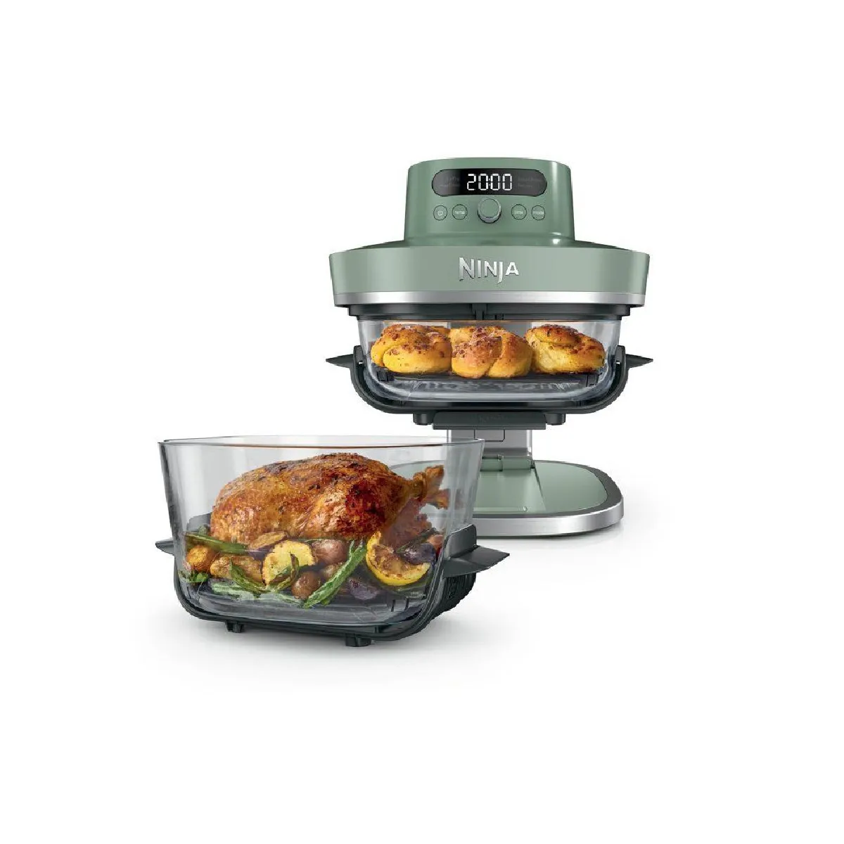 NINJA  CRISPi Pro AS090EUGN - Air fryer vitr&eacute;e 5-en-1 - Vert - 5,7 L + 2,3 L