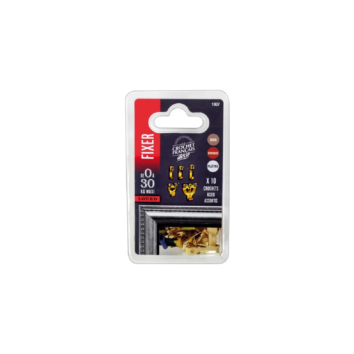 Centrale Brico Lot de 10 crochets et aiguilles pour tableau léger ou lourd LE CROCHET FRANCAIS