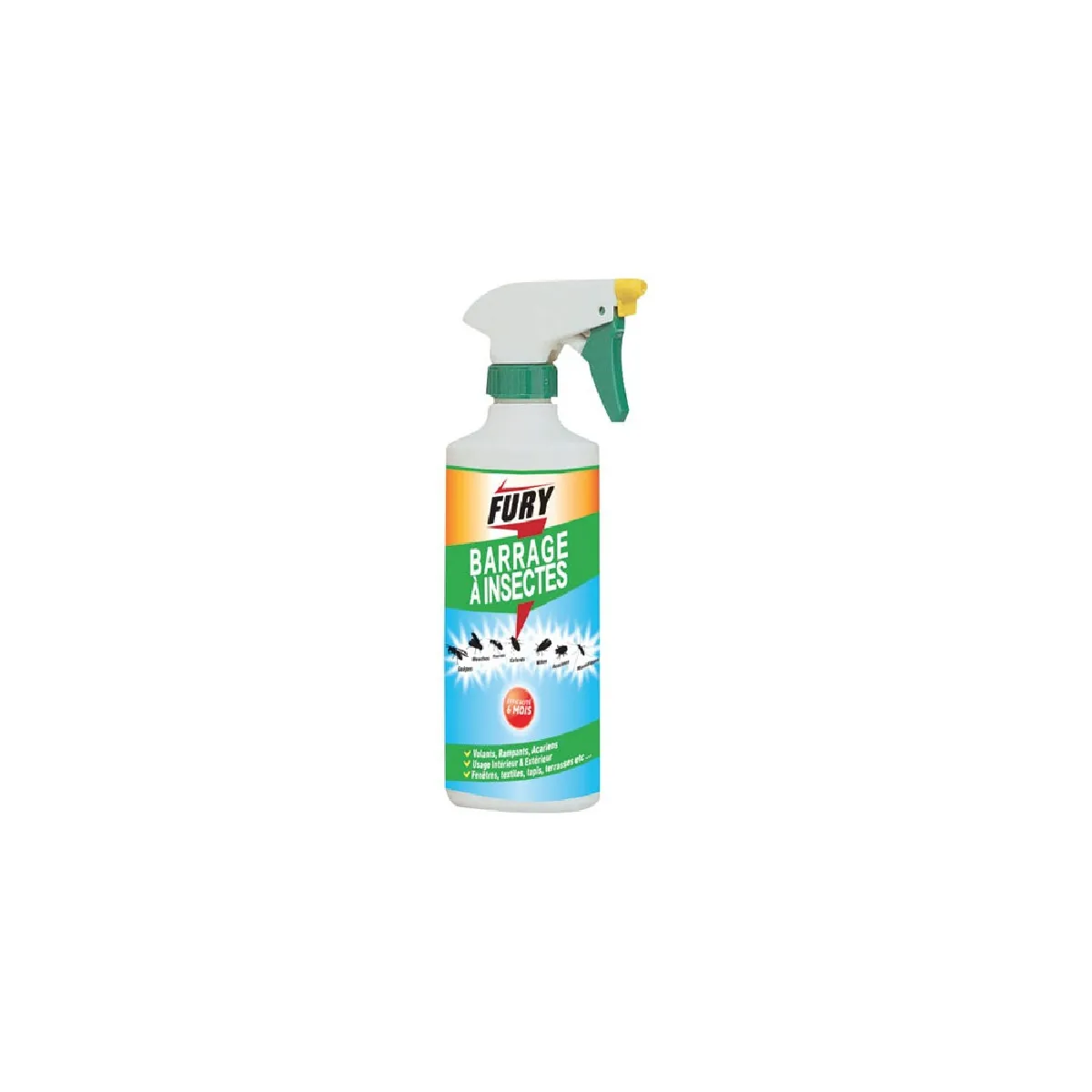 Fury Barrier All Insects - Spray Insecticide En Pistolet 500 Ml - Jusqu’à 40 M²