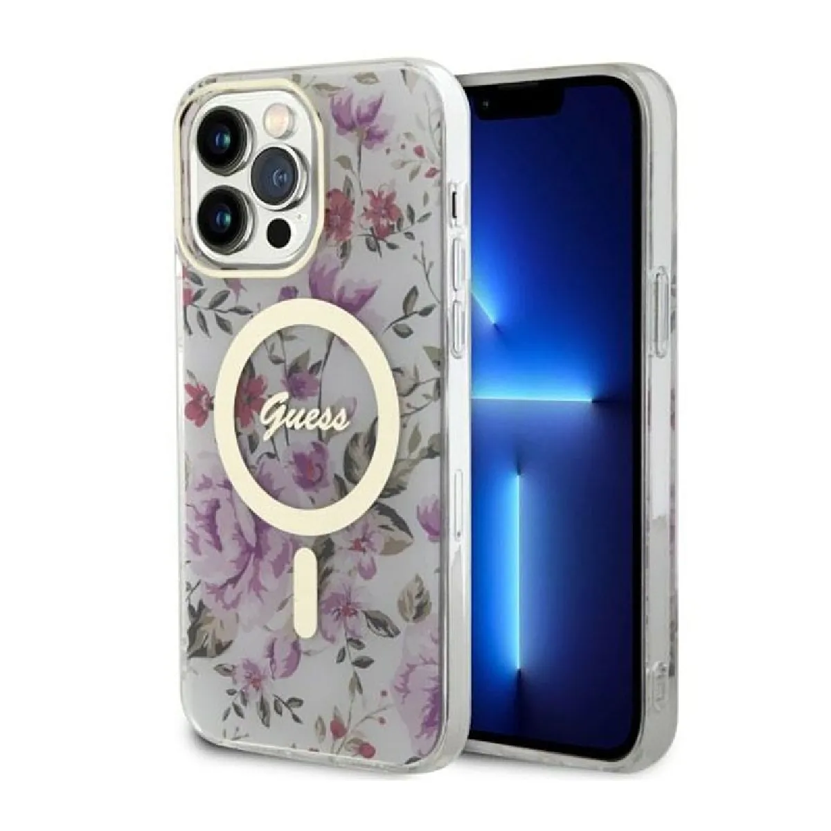 Guess Transparent Étui Flower Magsafe Pour Iphone 14 Pro Max - Neuf - Image 2