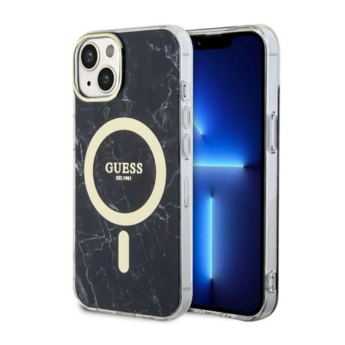 Guess Noir Étui Marble Magsafe Pour Iphone 14 Plus, - Neuf - Image 2