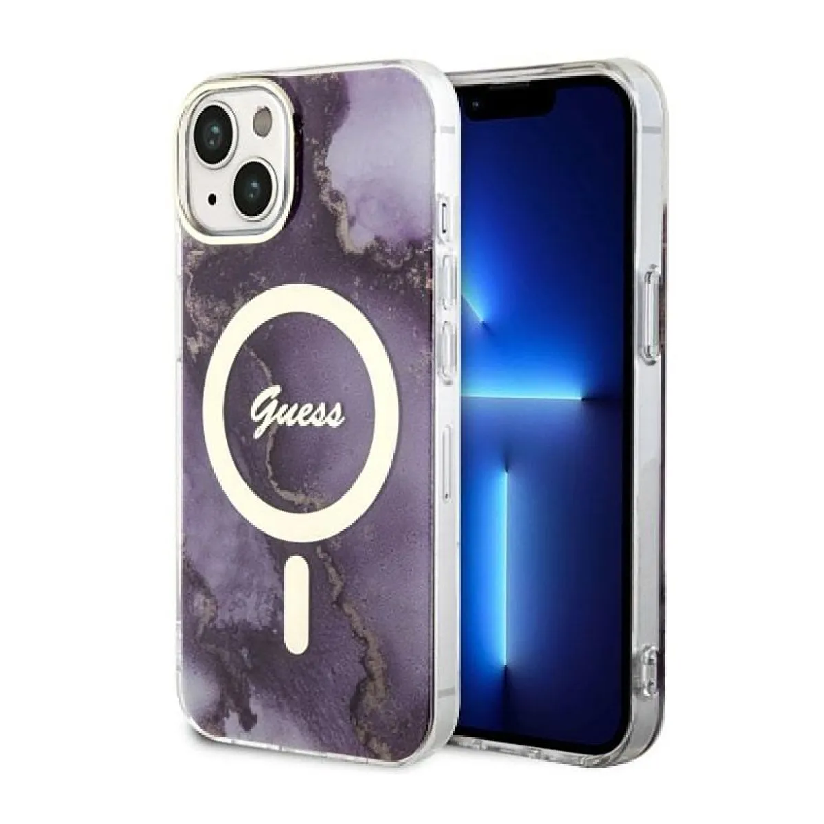 Guess Violet Étui Golden Marble Magsafe Pour Iphone 14 - Neuf - Image 2