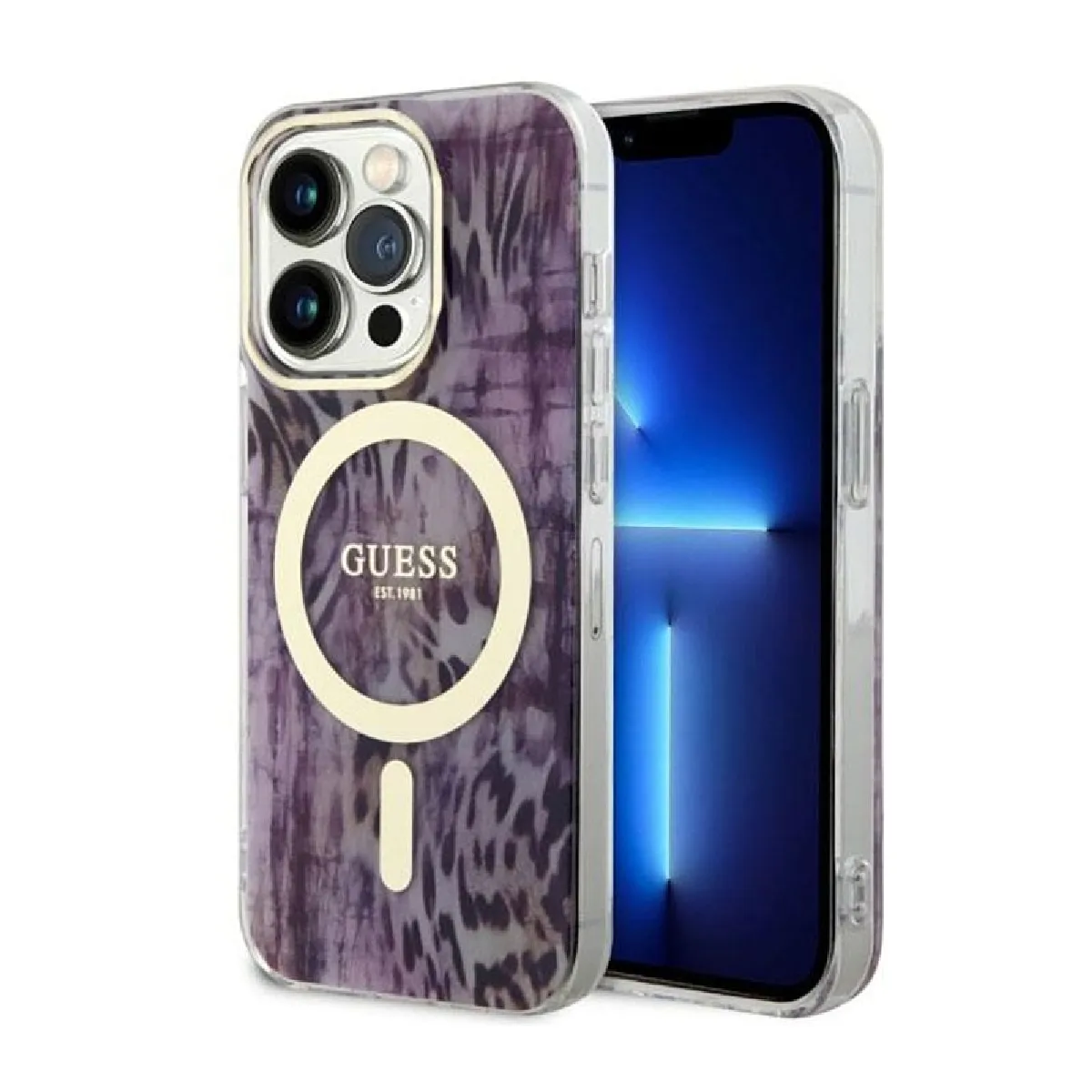 Guess Rose Étui Leopard Magsafe Pour Iphone 14 Pro, - Neuf - Image 2