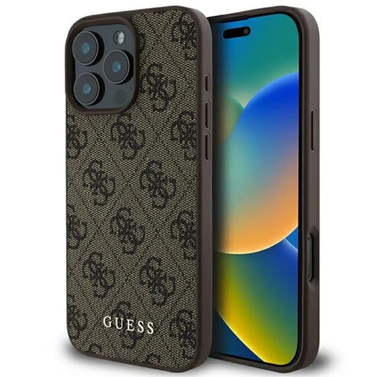 Guess Marron 4G Classic ? Coque Pour Iphone 16 Pro Max (Marron)