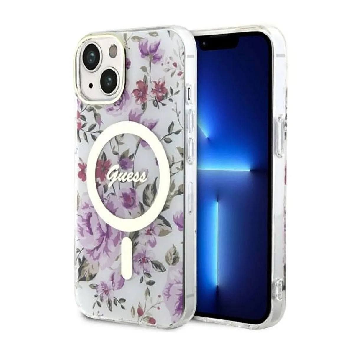Guess Transparent Étui Flower Magsafe Pour Iphone 14 Plus - Neuf - Image 2