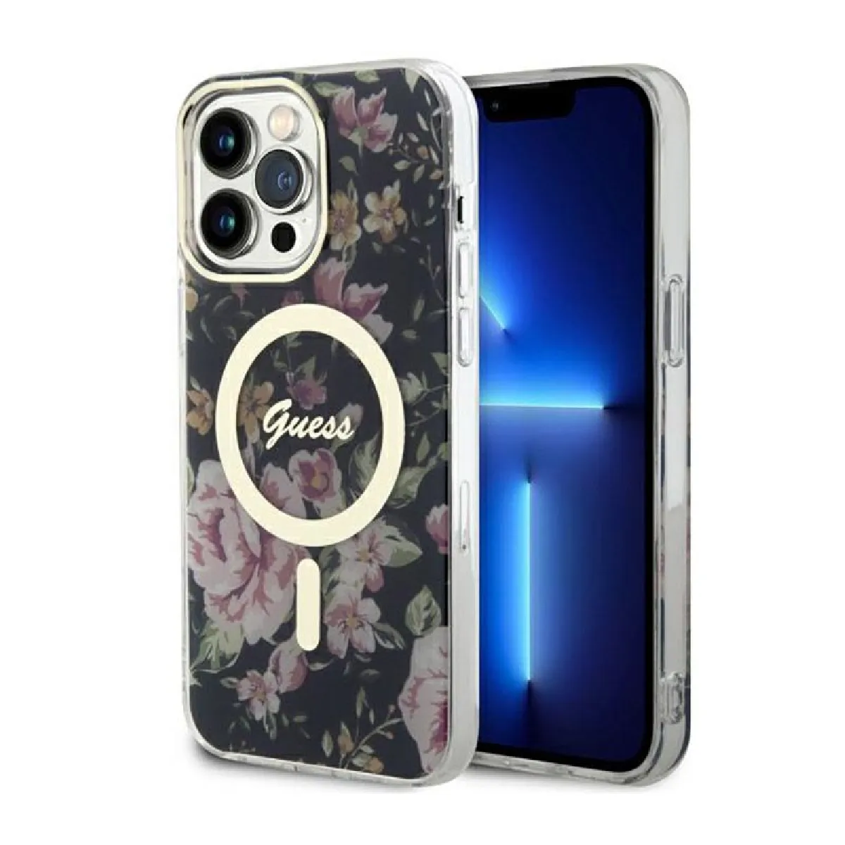 Guess Noir Étui Flower Magsafe Pour Iphone 14 Pro Max, - Neuf - Image 2