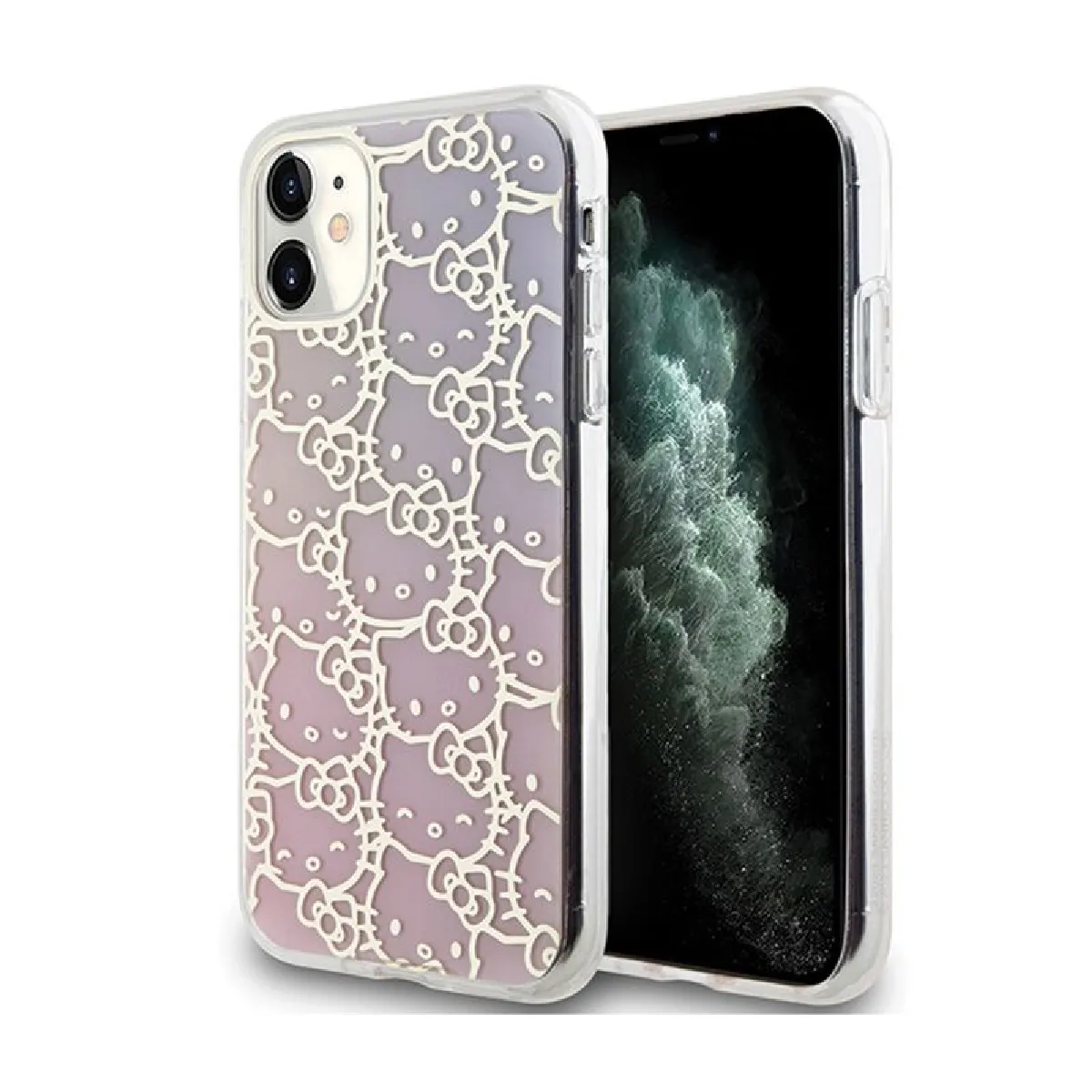 Coque de telephone Hello Kitty iPhone 11 IML Gradient Electrop Kitty Head Protection chocs - vue 2